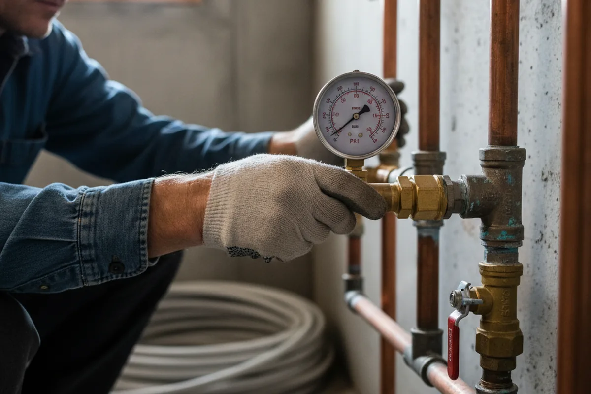 Pressure testing a repaired line during Water Line Repair in Lakeville